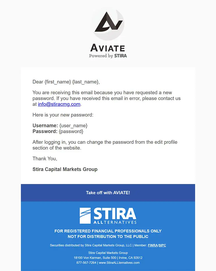 AVIATE -Email, CMS 2/2 - New/Forgot Password