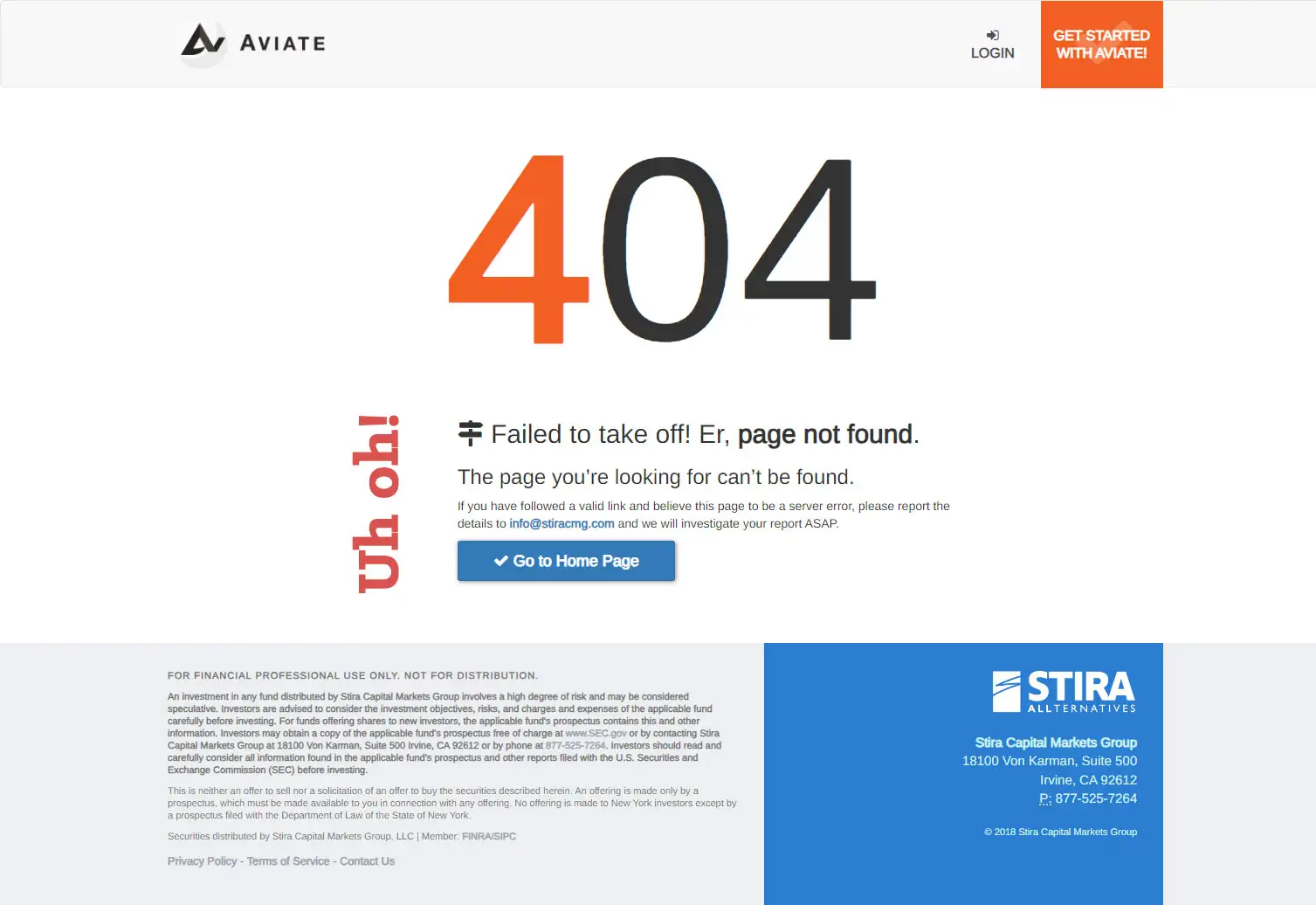 AVIATE -WordPress Website - 404 Page