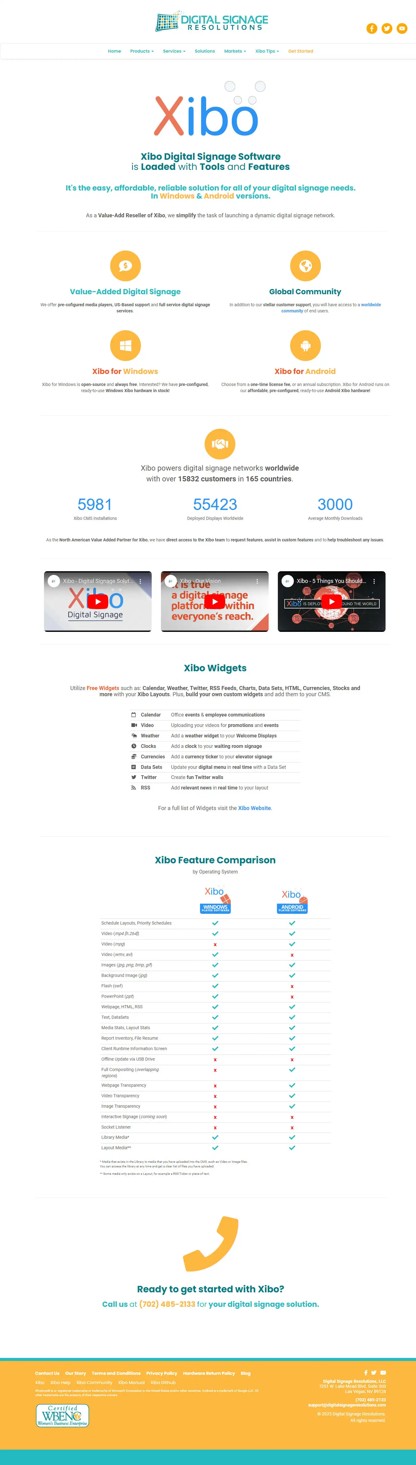 DigitalSignageResolutions - WordPress Website - Software Page