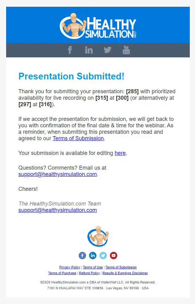 HealthySimulation.com - Email, Formidable Form - Presentation Submitted