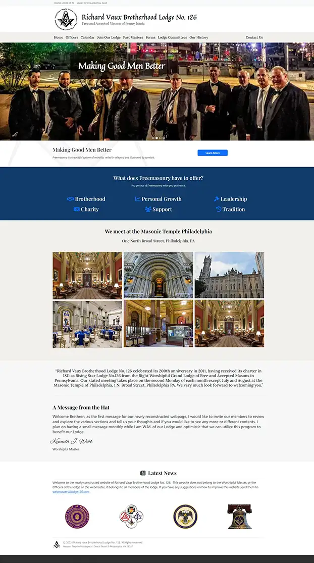 Charity, Lodge126 - WordPress Website - Homepage