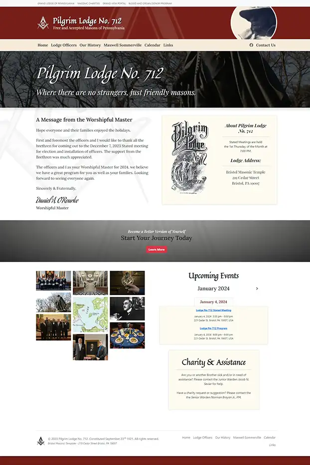 Charity, Lodge712 - WordPress Website - Homepage