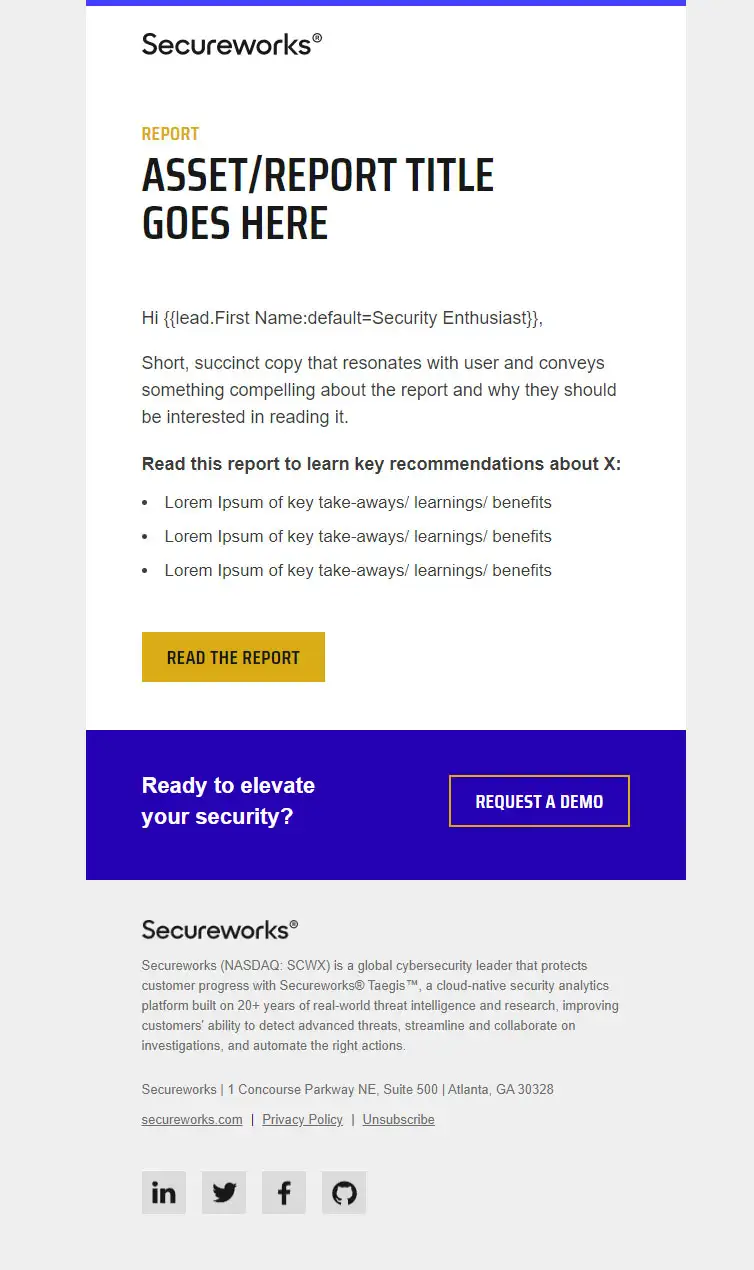 Secureworks - Email - Nurture / Content Template