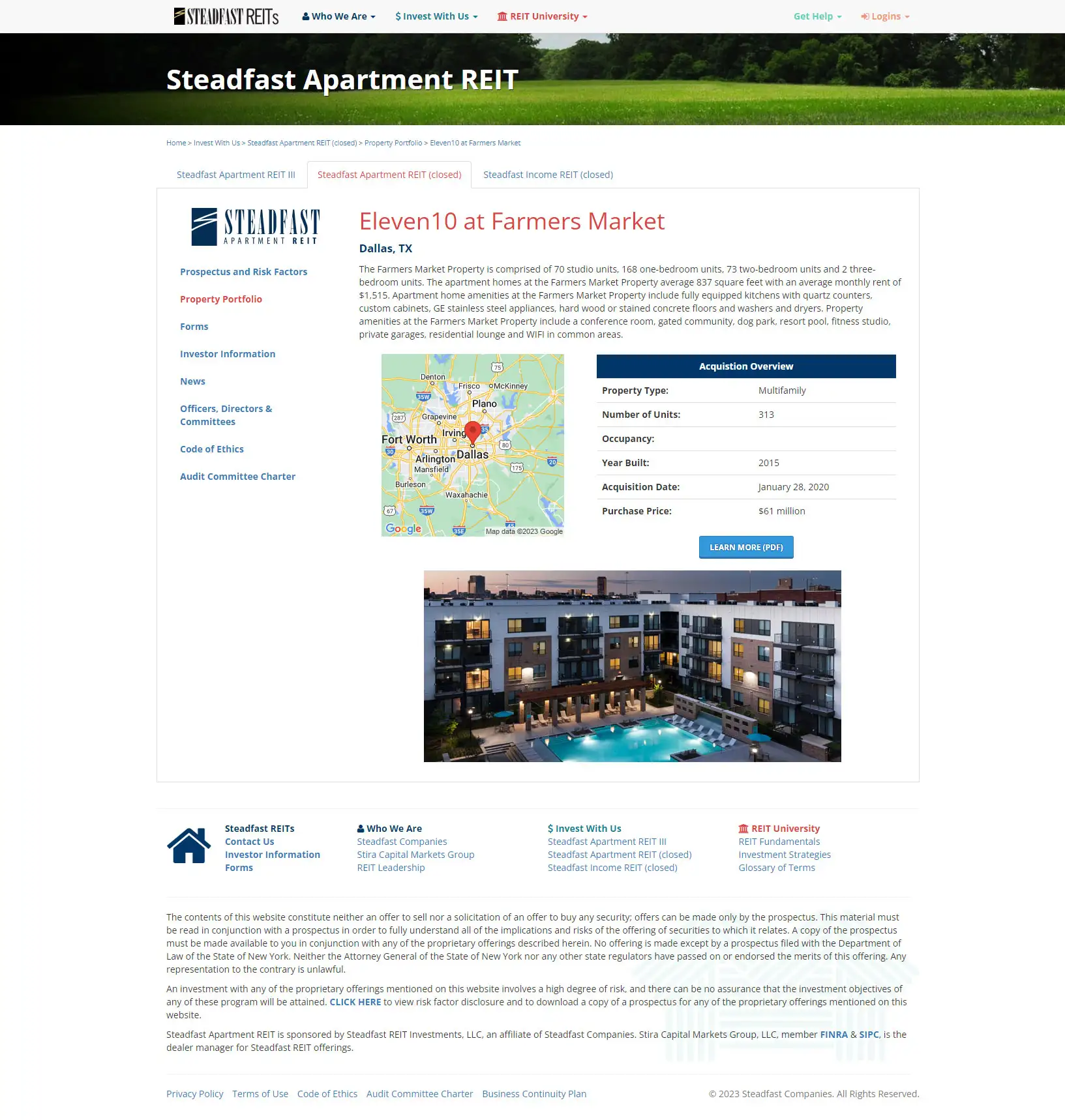 SteadfastREITs - WordPress Website - Property Portfolio